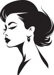 Ethereal Persona Iconic Black Profile Chic Mystique Vector Icon of Feminine Beauty