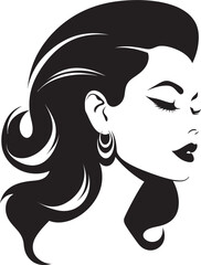 Serene Contours Black Vector of Beauty Captivating Mystique Womans Face in Silhouette