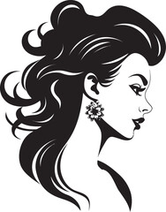 Enigmatic Shadows Iconic Womans Silhouette Ethereal Grace Vector Black Beauty Icon