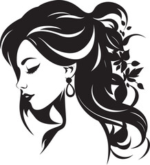 Mystical Aura Vector Silhouette Emblem Graceful Persona Black Icon of Femininity