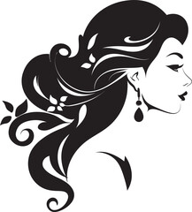 Graceful Persona Black Icon of Femininity Serene Mystique Womans Face in Vector Silhouette