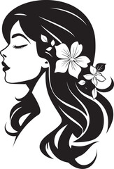 Ethereal Elegance Silhouette of a Womans Face Serenity in Shadows Black Vector Beauty