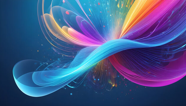 Bright stream of consciousness. Abstract 3D illustration. Brainstorming and metaphysical practices. Business presentation poster. A flash of artificial intelligence insight 