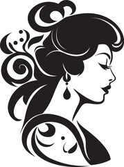 Glamorous Profile Black Womans Icon Radiant Shadows Vector Silhouette of Beauty