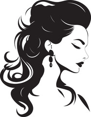 Enchanting Persona Black Womans Silhouette Ethereal Elegance Iconic Profile in Black