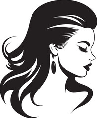 Chic Grace Vector Icon of Beauty Elegant Shadows Black Profile of Femininity