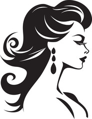Sublime Profile Black Iconic Woman Ethereal Charm Vector Silhouette of Beauty