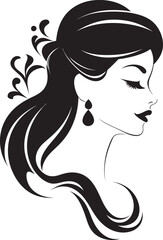 Chic Shadows Black Profile of a Woman Radiant Aura Vector Silhouette of Femininity