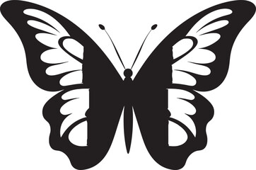 Ethereal Soar Vector Butterfly Icon Sleek Grace Mystic Black Silhouette