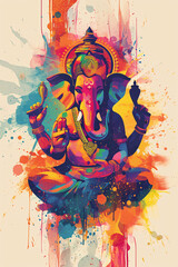 Ganesh Chaturthi Celebration  Lord Ganpati in an Abstract Vector Illustration, Festive and Spiritual Design