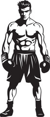 Champion Punch Iconic Boxer Man Emblem Ring Warrior Vector Boxer Icon