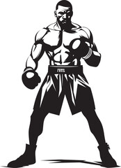 Fototapeta na wymiar Boxing King Emblematic Black Boxer Ring Champion Vector Iconic Boxer