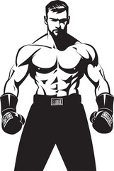 Fist Fury Black Logo of Boxer Man Knockout Dynamo Vector Boxer Emblem