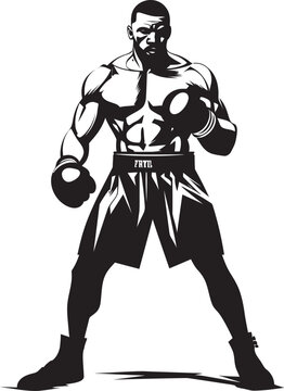 Boxing King Emblematic Black Boxer Ring Champion Vector Iconic Boxer