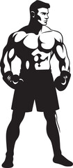 Power Puncher Vector Boxer Silhouette Sparring Legend Black Vector Logo