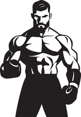 Gloved Dynamo Iconic Vector Boxer Power Puncher Black Logo of Boxer Man