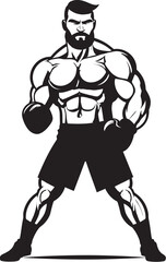 Jab Champion Black Boxer Emblem Gloved Dynamo Iconic Vector Boxer