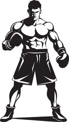 Jab Master Boxer Man Silhouette Battle Punch Black Vector Design