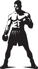 Fight Night Hero Vector Boxer Emblem Gloved Dynamo Black Iconic Boxer