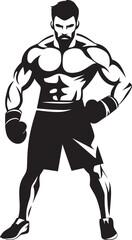 Champion Punch Iconic Black Boxer Ring Warrior Vector Emblematic Boxer