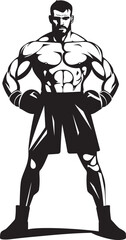 Boxing Legend Iconic Black Emblem Ring Warrior Vector Boxer Man
