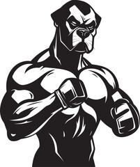 Ring Champion Iconic Boxer Silhouette Emblem Punch Force Black Logo of Boxer Icon