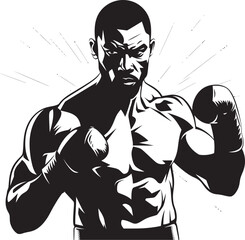 Champion Jab Iconic Black Boxer Knockout Puncher Vector Silhouetted Boxer