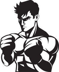 Champion Jab Vector Silhouetted Boxer Knockout Puncher Black Boxer Man Emblem
