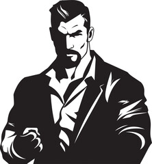 Jab Fury Black Silhouette of Boxer Emblem Fight Night Hero Emblematic Boxer Man