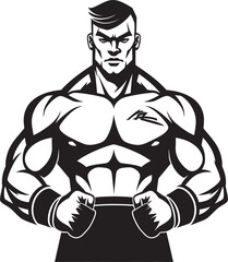 Ring Champion Black Iconic Boxer Punch Force Vector Black Logo of Boxer