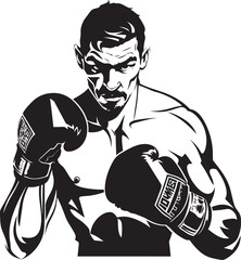 Fist Fury Iconic Boxer Silhouette Emblem Champion Jab Vector Emblematic Boxer