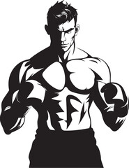 Jab Fury Vector Silhouetted Boxer Man Fight Night Hero Black Vector Emblem