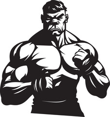 Sparring Legend Iconic Black Logo of Boxer Jab Fury Vector Silhouetted Boxer Man