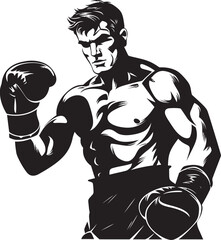 Boxing King Iconic Logo of Boxer Ring Champion Vector Emblematic Boxer Man