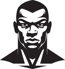 Fist Fury Iconic Vector Boxer Man Champion Jab Black Emblematic Boxer