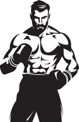 Jab Champ Black Logo of Cartoon Boxer Ring Warrior Vector Icon of Boxer Man