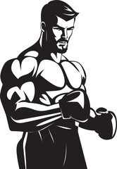 Jab Dynamo Silhouetted Boxer Emblem Fight Night Icon Vector Boxer Silhouette