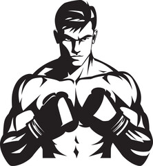 Sparring Legend Iconic Boxer Silhouette Fist Fury Black Emblematic Boxer Man