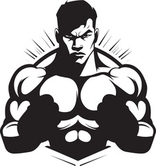 Champion Impact Vector Silhouette of Boxer Boxing Kingpin Black Logo of Boxer Icon