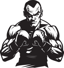 Ringmaster Jab Silhouetted Boxer Emblem Knockout Dynamo Vector Iconic Boxer Man