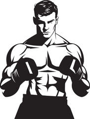 Champion Mastery Black Iconic Boxer Punch Dynamo Vector Emblematic Boxer