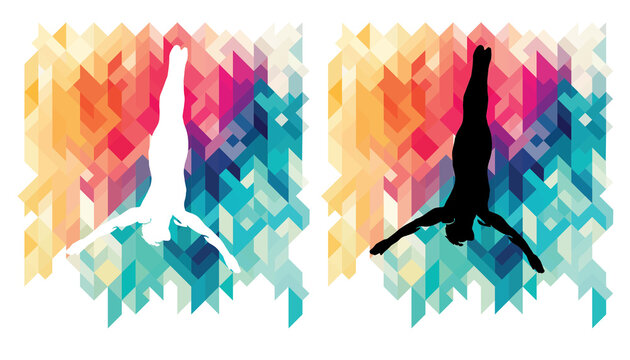 High diver colorful icons on a transparent background