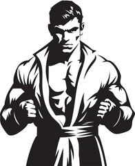 Ring Warrior Emblematic Silhouette Design Fist Fury Black Logo Boxer Icon