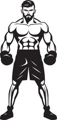 Jab King Black Cartoon Boxer Icon Brawl Master Iconic Silhouette of Boxer Man