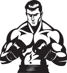 Punch Mastery Iconic Boxer Profile Ring Champion Dynamic Vector Emblem
