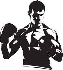 Jab Virtuoso Black Silhouette Icon Power Punch Emblematic Vector Design