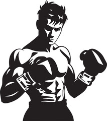 Knockout Prodigy Iconic Boxer Design Gloved Glory Black Emblem Silhouette