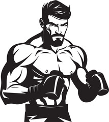 Ring Warrior Iconic Black Icon Design Jab Maestro Vector Silhouette Emblem