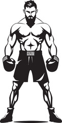 Smash Champ Black Silhouette of Boxer Man Power Puncher Iconic Vector Boxer