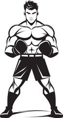 Gloved Champ Iconic Vector Boxer Brawl Master Black Cartoon Boxer Silhouette